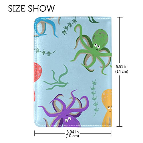 TIZORAX - Funda tipo cartera para pasaporte, diseño de pulpo y algas marinas multicolor