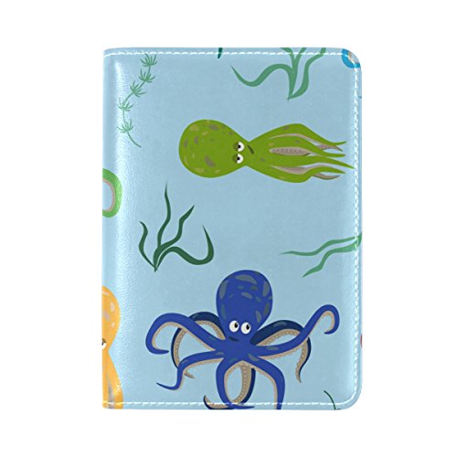 TIZORAX - Funda tipo cartera para pasaporte, diseño de pulpo y algas marinas multicolor