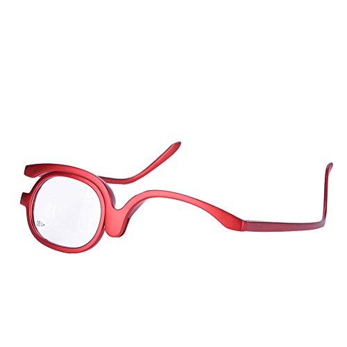 Uxsiya Lentes Individuales Magnificar Gafas de Maquillaje para Ojos Gafas de Maquillaje giratorias giratorias para Mujeres Maquillaje(100-rojo)