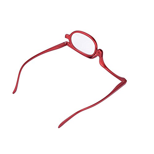 Uxsiya Lentes Individuales Magnificar Gafas de Maquillaje para Ojos Gafas de Maquillaje giratorias giratorias para Mujeres Maquillaje(100-rojo)