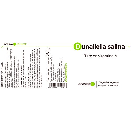 VITAMINA A * Retinol * 100% natural * Apta para VEGANOS * Procedente de la alga Dunaliella Salina * 16mg titulada al 30% en beta-caroteno * Calidad controlada por certificado de análisis