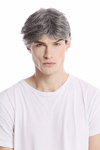 WIG ME UP- GFW1168-44 Peluca corta hombres moderna juvenil color gris oscuro con negro