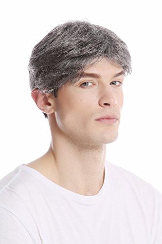 WIG ME UP- GFW1168-44 Peluca corta hombres moderna juvenil color gris oscuro con negro