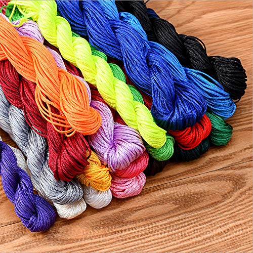 20 Piezas de 1mm de Cordón de Nylon de Seda, Para el Collar Trenzado Pulsera Abalorios Joyería Que Hace el Accesorio, 25 Metros Cada Paquete (20 Colores)(A)