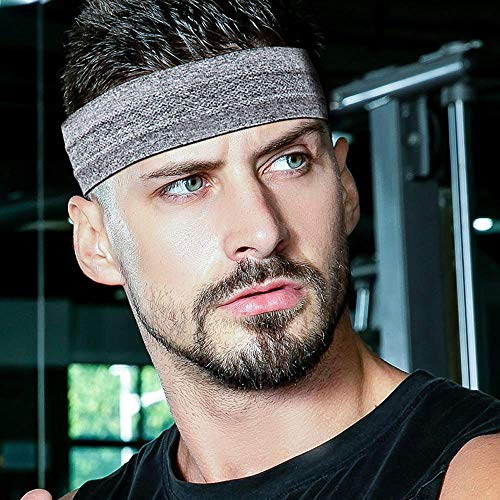 3 Piezas Diadema Deportiva,Diadema Deportiva Para Hombres Y Mujeres,Antideslizante Cintas De Pelo Deportivas,Tejido EláStico, Transpirable,Adecuado Para Correr, Deportes(Gris, Naranja, Azul Cielo)