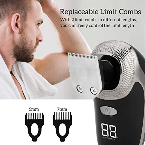 5 en 1 Afeitadora Eléctrica,Recortador de Barba Inalámbrico de Carga USB,Cortapelos Hombre- Con Pantalla,Para Vello Facial,Corporal y de Nariz