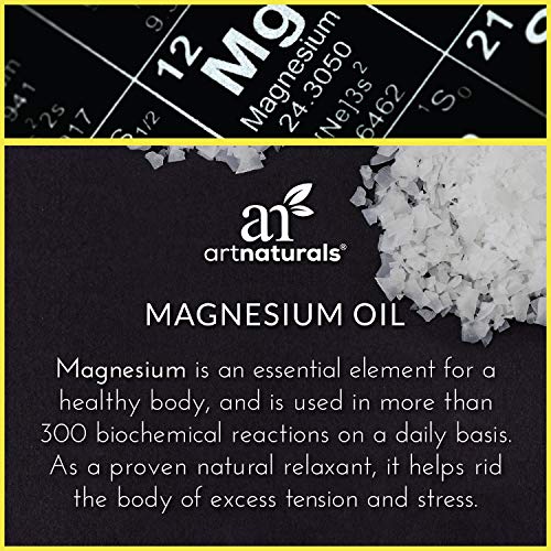Aceite de magnesio puro en aerosol de ArtNaturals; 355 ml; reduce la migraña, el dolor muscular, alivia las articulaciones, el estrés, la ansiedad, los períodos de dolor y ayuda a dormir