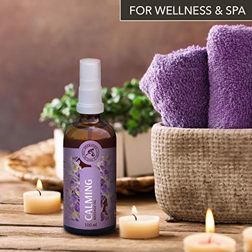 Aceite para Masajes Relajantes 100ml - Aceite de Lavanda 100% Natural - Cosméticos Naturales para Alivio del Estrés - Sueño Reparador - para el Cuidado de la Piel - Aromaterapia