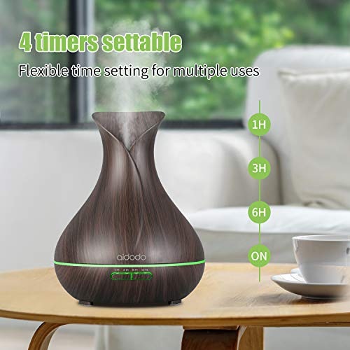 Aidodo 400ml Humidificador Ultrasónico Aromaterapia,Difusor de Aroma Aceites Esenciales con Vapor Frío, 7-Color LED,4 Temporizador, Ambientador,Humidificador Bebes, Hogar, Oficina,Bebé etc