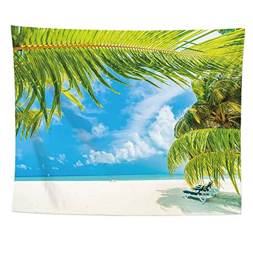 ANAZOZ Tapices Tela Poliéster Tapiz de Tela para Pared Palmera de Coco y Cielo Azul Verde Azul Style 17 Tapiz Pared 150x200CM