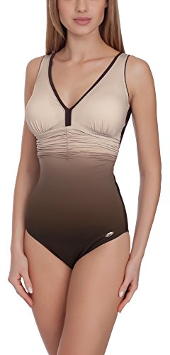 aQuarilla Trajes de Baño 1 Pieza Bañadores Ropa Playa Mujer 72L3Z2 (Marrón/Crudo, 38)