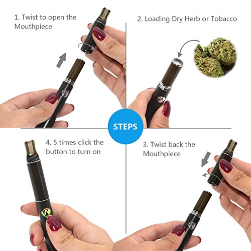 Atman Pretty Plus Dry Herb Vaporizador Kit Herbal Vapor con cámara de calefacción profunda de cerámica para garantizar el sabor puro Vaping Vaporizador Herbal Electronic Cigarette sin nicotina Negro