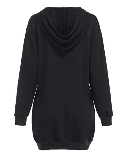 Auxo Sudaderas con Capucha para Mujer Largas Tallas Grandes Jersey Estampado Labios Manga Larga Casual Vestidos Sudadera Hoodie Negro M