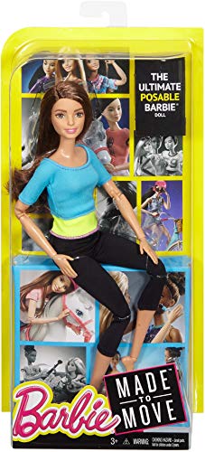 Barbie Fashionista Made to Move, Muñeca articulada top color azul, juguete +3 años (Mattel DJY08)
