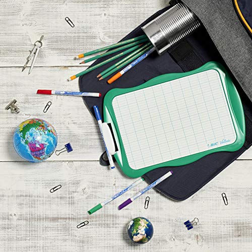 BIC 967261 Velleda Pizarra Reciclable con marcador azul y borrador, color verde, 21 x31 cm