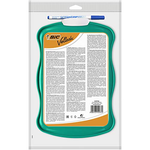 BIC 967261 Velleda Pizarra Reciclable con marcador azul y borrador, color verde, 21 x31 cm