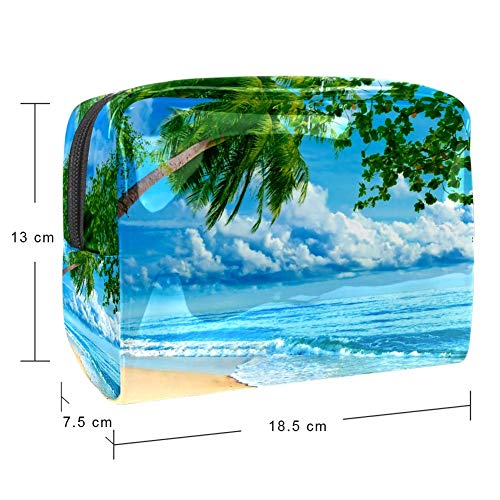 Bolsa de Lavar Playa de Surf Coconut Tree Bolso de Tocador Hombre Neceseres para Maquillaje PVC Bolsa de Cosméticos Impermeable Bolsa de Lavado Viaje 18.5x7.5x13cm