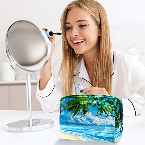 Bolsa de Lavar Playa de Surf Coconut Tree Bolso de Tocador Hombre Neceseres para Maquillaje PVC Bolsa de Cosméticos Impermeable Bolsa de Lavado Viaje 18.5x7.5x13cm