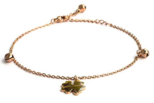 BoSa - Tobillera de acero inoxidable chapado en oro rosado, 24 + 5 cm de largo para ataduras fuertes