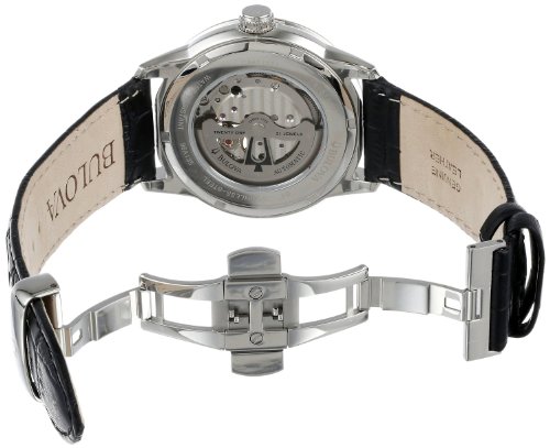 Bulova Automatic 96A135 - Reloj Automático de Diseño para Hombre - Correa de Cuero - Esfera Negra
