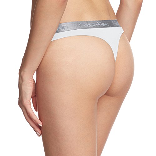 Calvin Klein Radiant Cotton-Thong Tanga, Blanco (White 100), Large para Mujer