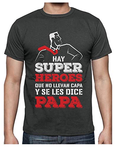 Camiseta para Hombre - Regalos para Hombre, Regalos para Padres Originales, Regalo Padre Divertido - Mi Papá es mi Súper Héroe - X-Large Gris Antracita