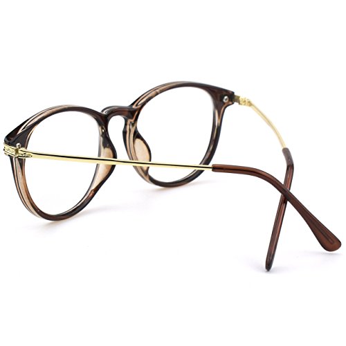 CGID CN92 Retro Anteojos Lente Claro Gafas Para Mujer y Hombre,Marrón