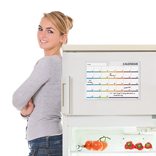 CKB Ltd - Pizarra magnética para frigorífico con planificador 31 días (tamaño grande, incluye marcadores y borrador), color blanco