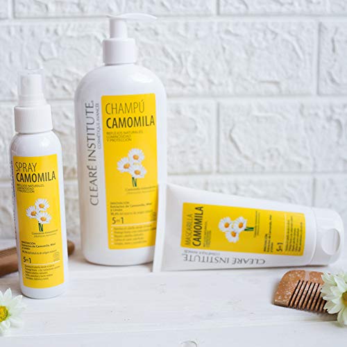 Clearé Institute - Mascarilla Camomila | Nutre, Acondiciona y Desenreda | Reflejos Dorados y Luminosidad | 95% Ingredientes Naturales | Calma el Cuero Cabelludo | Con Extracto de Camomila -150ml