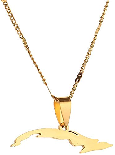 Collar Collares De Mapa De Cuba De Tamaño Pequeño De Color Dorado De Acero Inoxidable para Mujer Mapa De Cuba Encanto Joyería Cubana