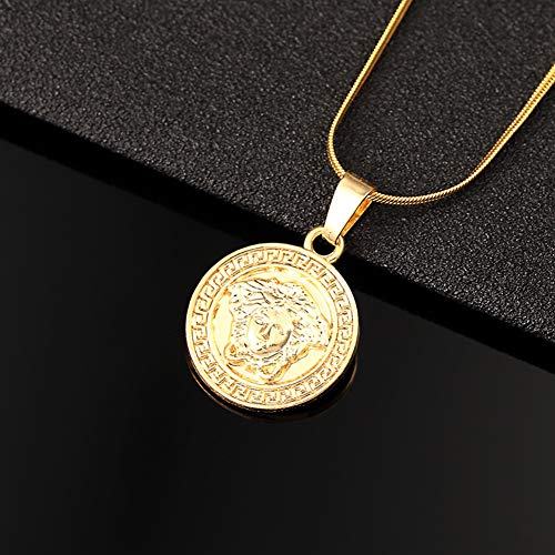 Collar con colgante de clavícula Hip-Hop, cabeza de belleza, hipster, punk, calle, para hombres y mujeres, joyería de regalo (oro), collar