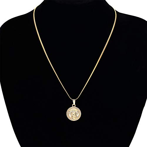 Collar con colgante de clavícula Hip-Hop, cabeza de belleza, hipster, punk, calle, para hombres y mujeres, joyería de regalo (oro), collar
