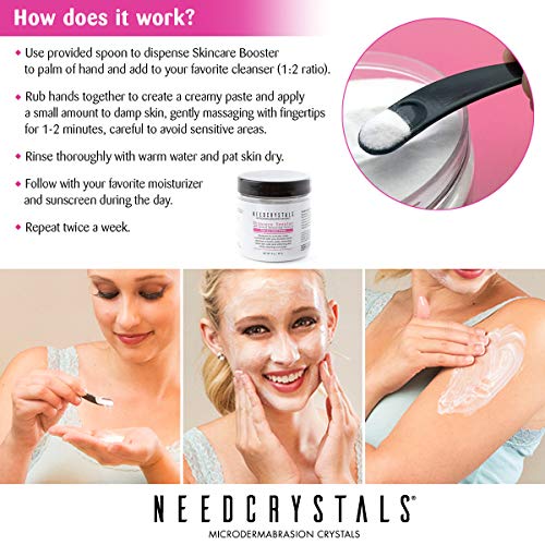 Cristales de microdermabrasión NeedCrystals, exfoliante facial. Exfoliante facial natural para pieles apagadas o secas mejora cicatrices de acné, espinillas negras, tamaño de poro, arrugas, manchas y textura de la piel. 227 Gramos