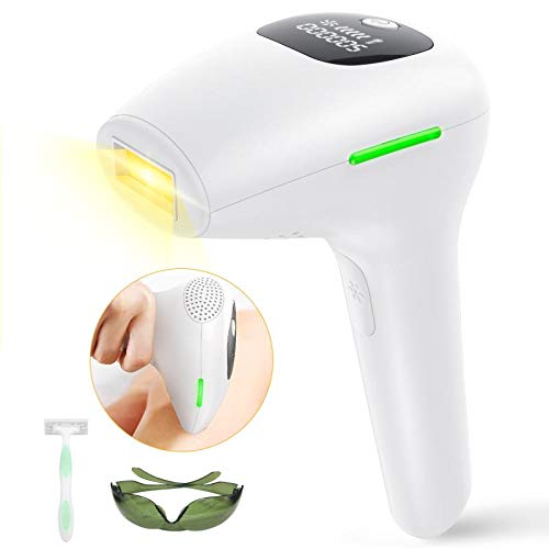 Depiladora Luz Pulsada, Sistema de depilación IPL Depiladora liviana de para mujeres, hombres, 500000 Flashes en cuerpo, cara, piernas, axilas y línea de bikini, para Mujer y Hombre