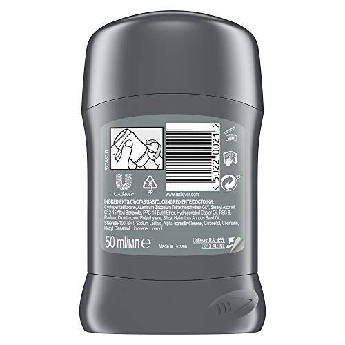Desodorante en barra antitranspirante Dove Plus Care. Para hombre, modelo Clean Comfort, 50 ml, Pack of 6