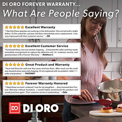 DI Oro® - Espátula Grande en Silicona - Resistente al Calor hasta 315 ºC - Diseño ergonómico y fácil de Limpiar - Lengua de Silicona Antiadherente con tecnología Interna en Acero Inoxidable