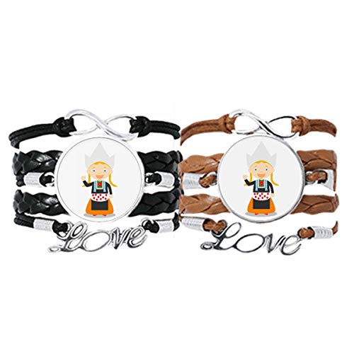 DIYthinker Pigtails Girl Países Bajos - Pulsera de piel con correa de mano