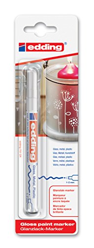 edding 751/1-049 - Blíster con 1 rotulador permanente tinta opaca, color blanco