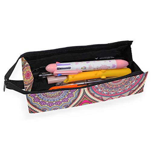 Estuche para lápices Gafas de sol Vintage Bohemio Indio Turco Floral Mandala Str Cosméticos Estudiantes Papelería Bolsa Cremallera para niñas Niños