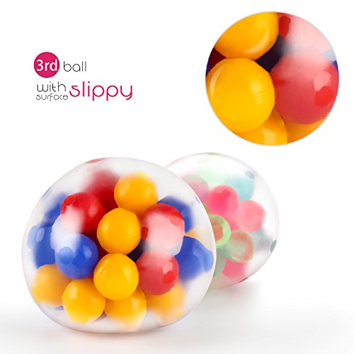 Fansteck Bola Antiestrés [4 Pack], Stress Ball de Diferentes diseño, Pelotas Antiestres, Squishy Ball Alivia estrés para niños y Adultos, fortalece Manos y Dedos.