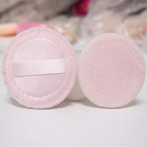 Frcolor 10pcs polvo Puff algodón puro algodón redondo Puff de maquillaje con correa para polvo Base suelta Mineral Polvo Corporal Polvo (5.5 x 7 mm rosa)