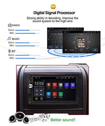 Freeauto Android 9.0 2 DIN Autoradio Universal, GPS Navegador Radio para Coche estéreo Doble soporta Bluetooth, Control Volante, WiFi, Mirror-Link, Subwoofer, USB, AV-out