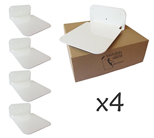 Galleksa Estantería Metálica Invisible Oculta Flotante de Almacenamiento de Pared para Casa Decoración de Habitación Creativa Presentación Libro (4 estantes, Blanco)