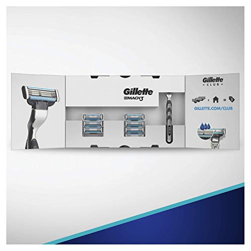 Gillette Mach3 Maquinilla para Hombre + 6 Recambios, Paquete Apto para el Buzón de Correos
