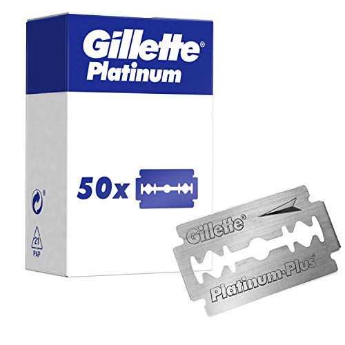 Gillette Platinum Hojas De Afeitar De Doble Filo Para Hombre, 50 Recambios