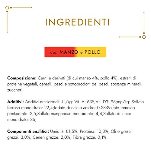 Gourmet Gold Alimento para el Gato Doble Piacere con Manzo Y Pollo, 85 g – Pack de 24 Unidades
