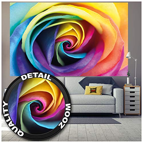 GREAT ART Mural de Pared – Rosa del Arco Iris – Flores Rosas Mural Hermosa Naturaleza Flor Deco Flores de Colores Rainbow Motivo Foto Tapiz Y Decoración (210 x 140 cm)