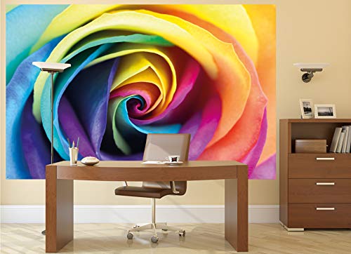 GREAT ART Mural de Pared – Rosa del Arco Iris – Flores Rosas Mural Hermosa Naturaleza Flor Deco Flores de Colores Rainbow Motivo Foto Tapiz Y Decoración (210 x 140 cm)
