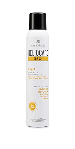 Heliocare 360º Airgel SPF 50 - Crema Solar Corporal Ligera, Fórmula Espuma, Frescura para Todo Tipo de Piel, Absorción Inmediata, Alta Protección, 200ml
