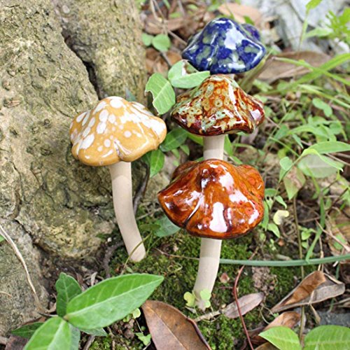 Huevos de jardín coloridos, hiedra ENVEL Huevos de jardín Toadstool Cerámica [ 4 Color 6 Piezas ] Garden Pots Decoración Ornamento de cerámica para DIY Dollhouse Potting Shed Flowerpot Plantas Estatua